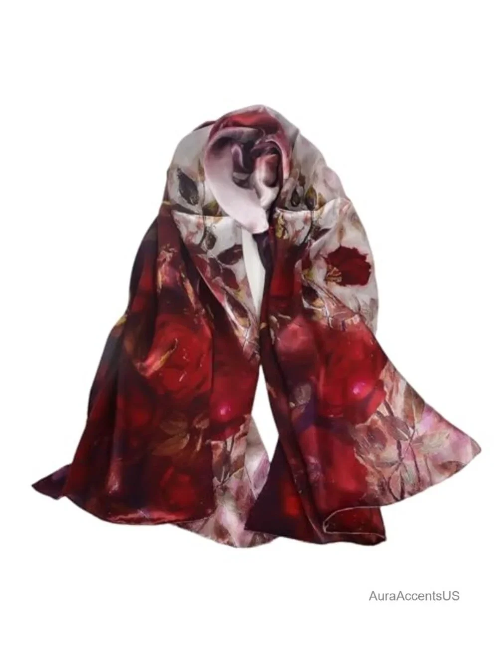 100% Mulberry Silk Neck Scarf Wrap, 67x20 Long Shawl, Multi-Way Wear for Women